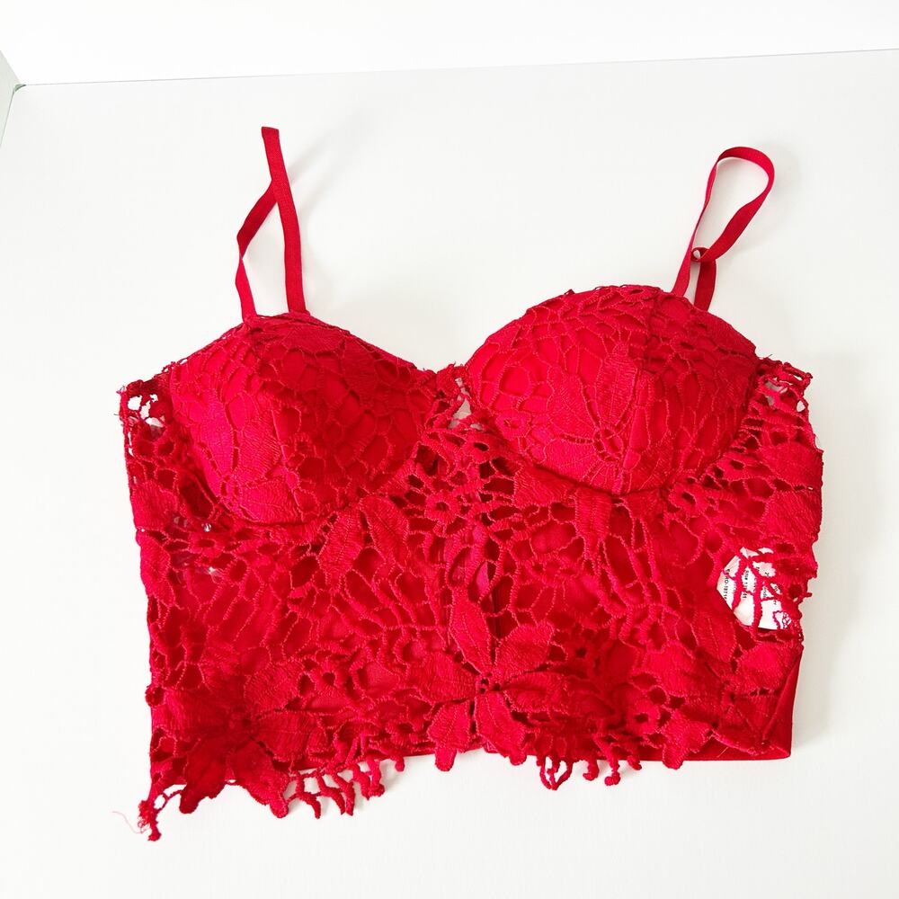 NWT Charlotte Russe Red Lace Bustier Top Small